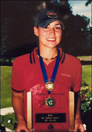 In 2001, Elston won the Washington State 4A High School Championship, setting a record for scoring in the tournament, and winning by seven strokes over second-place finisher (and future LPGA Tour player) Paige Mackenzie. 