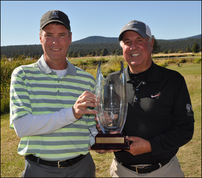 Pat O'Donnell (L) and Denny Taylor, winners of the 33rd Pacific Northwest Men's Senior Team Championship.