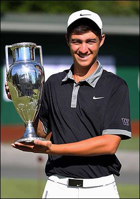 Corey Pereira with the trophy after his 6-shot victory