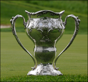 Photo of the Olympic golf trophy from the 1904 Olympics, the last time golf was an Olympic sport.  The trophy is housed in the Canadian Golf Hall of Fame, as Canadian George Lyon won the gold that year (PNGA Hall-of-Famer Chandler Egan took home the silver).  It will now be given to the winner in 2016.