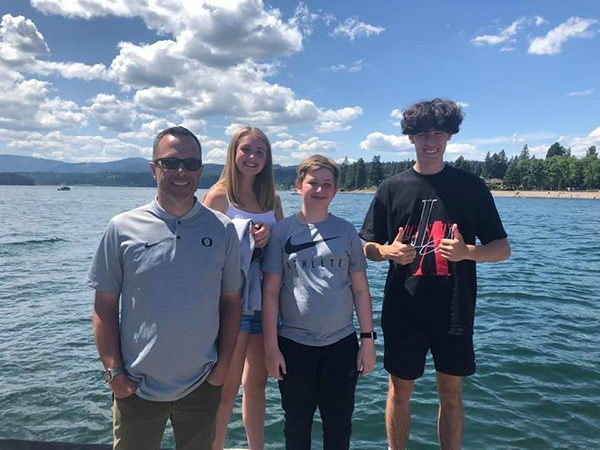 Left to right: Sean Fredrickson with his stepchildren Sofie and Quinn, and his son Hayden. 