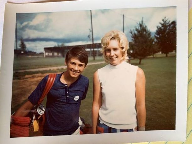 Marilyn Palmer and caddie Scott Cave during the first round of the LPGA-sponsored event in 1970 at Club Green Meadows in Vancouver, Wash. 