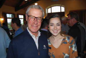 Mike Keiser, owner of Bandon Dunes Golf Resort, and Evans Scholar Makenna Crocker, who earned her scholarship while caddying at Bandon Dunes. Because of Keiser’s support of caddie programs at all of his properties, he was inducted into the Caddie Hall of Fame in 2014. 