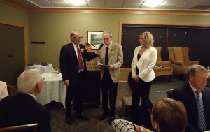 Alvie Thompson Accepts His Award From Jim Sutherland (Left) And Dawn Chubai As He Enters The BC Golf Hall of Fame - Image Courtesy Mike Riste