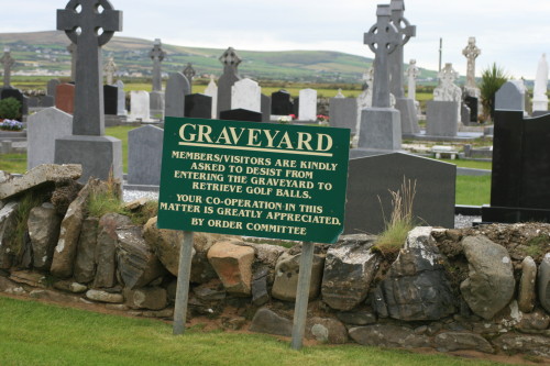 The first hole at Ballybunion passes a graveyard.