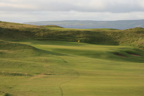 The No. 10 green in front of No. 17 green at Tralee Golf Links in Ireland.